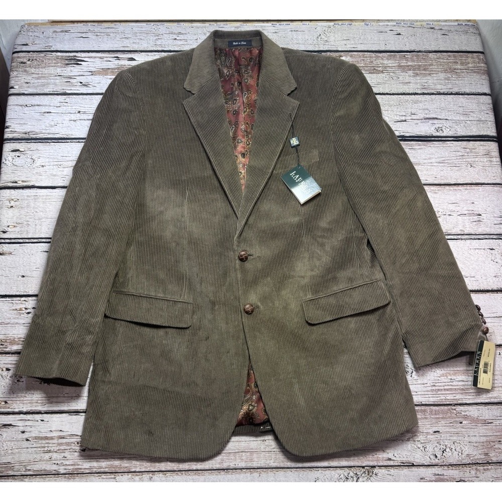 Lauren Ralph Lauren Olive Brown Corduroy Blazer Jacket Sport Coat 42L Vented NWT